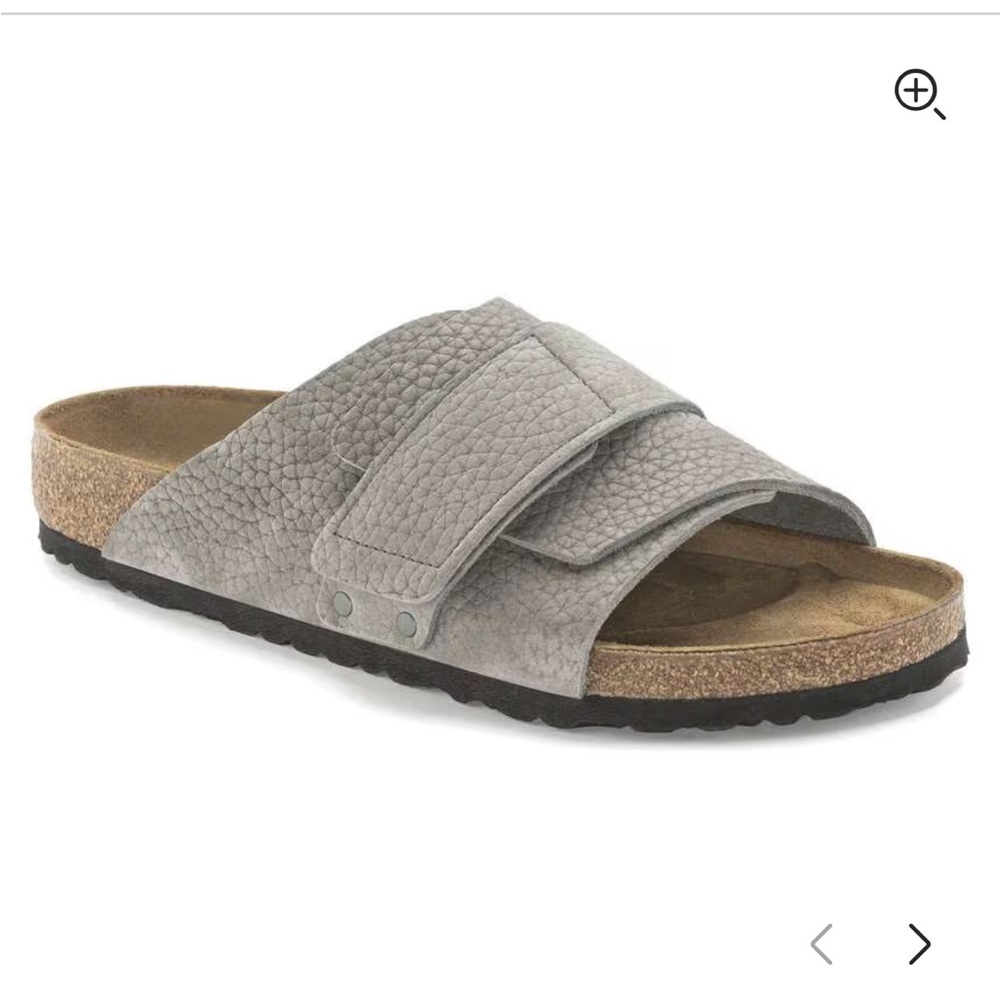 Birkenstock Double-Strap Slide Sandal in Light Gray Soft Leather